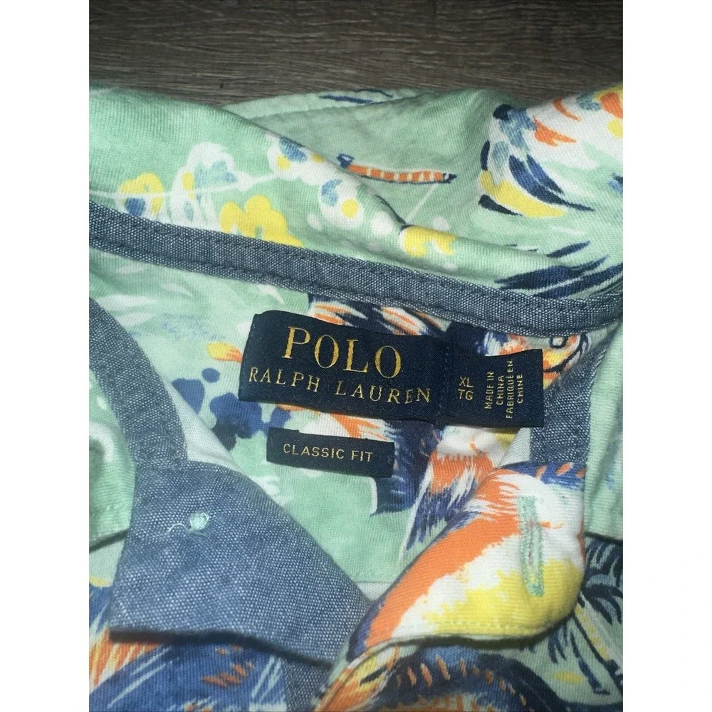 Polo Ralph Lauren Classic Fit Polo Men's XL AOP Marlins Boats Hawaiian Fishing